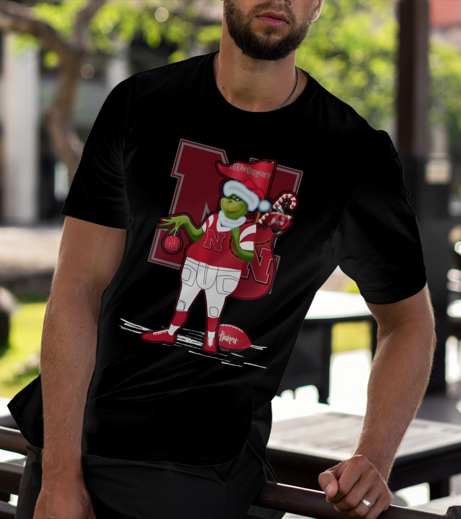 Grinchxmas Nebraska Cornhuskers Festive Football T-Shirt