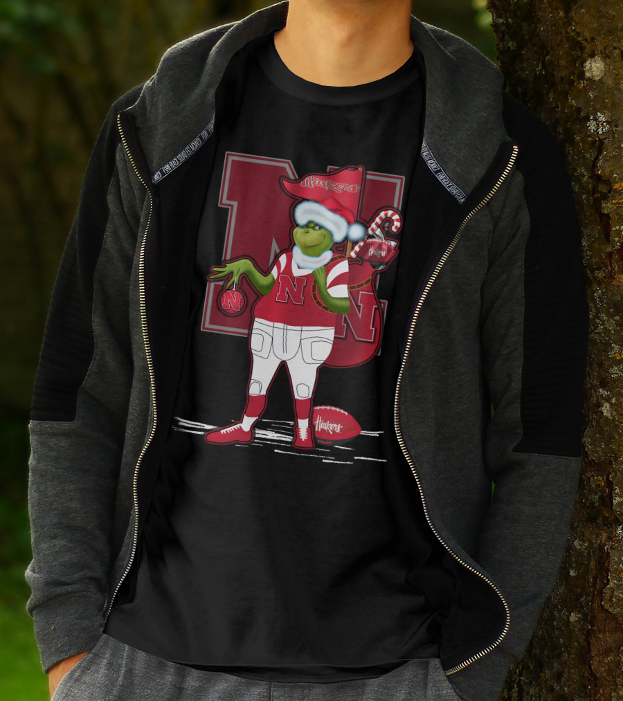Grinchxmas Nebraska Cornhuskers Festive Football T-Shirt