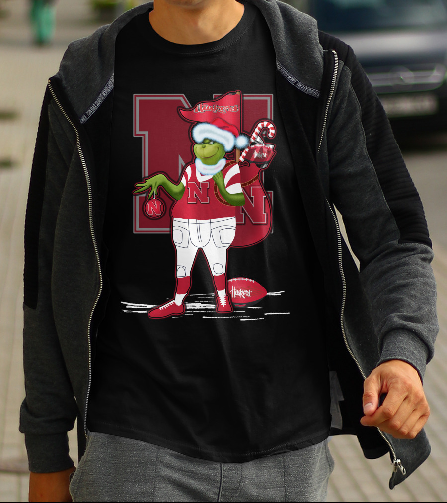 Grinchxmas Nebraska Cornhuskers Festive Football T-Shirt