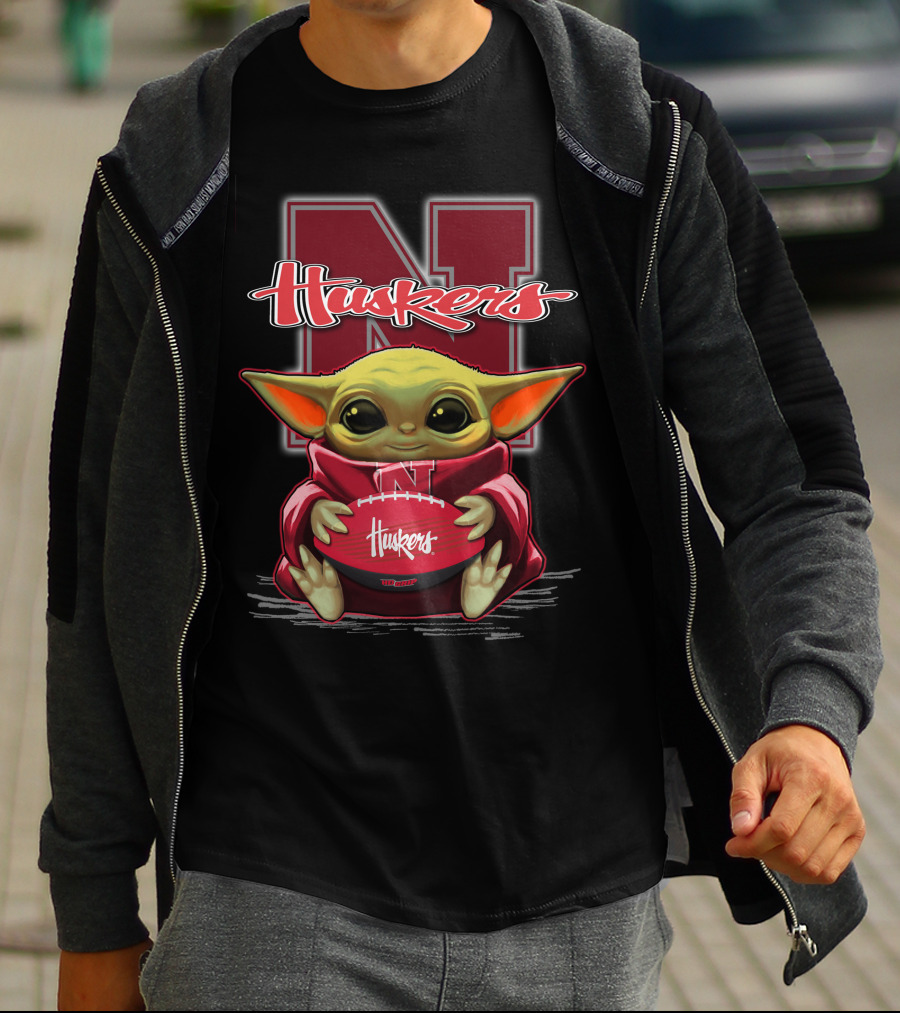 Nebraska Cornhuskers Baby Yoda Football Fan T-Shirt
