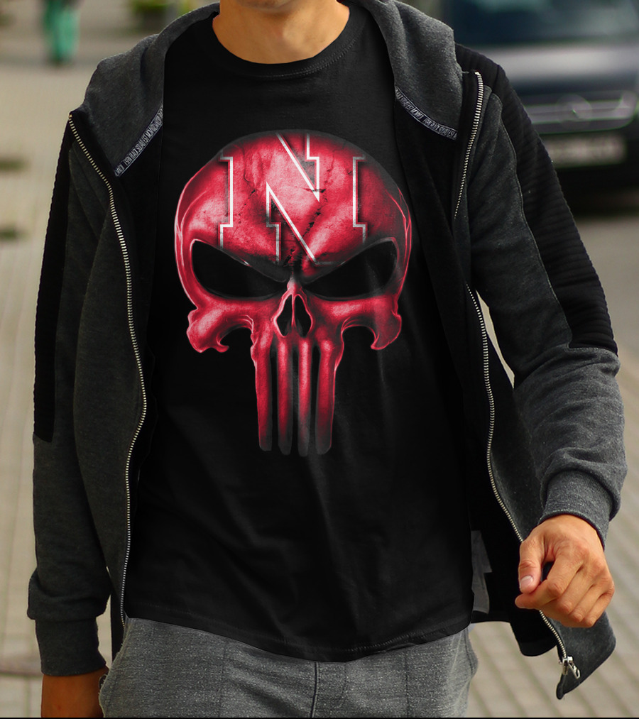 Skull Punisher Logo Nebraska Cornhuskers N T-Shirt