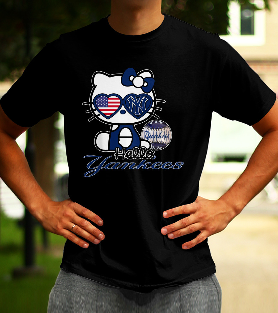 Hello Kitty Yankees American Flag Baseball T-Shirt