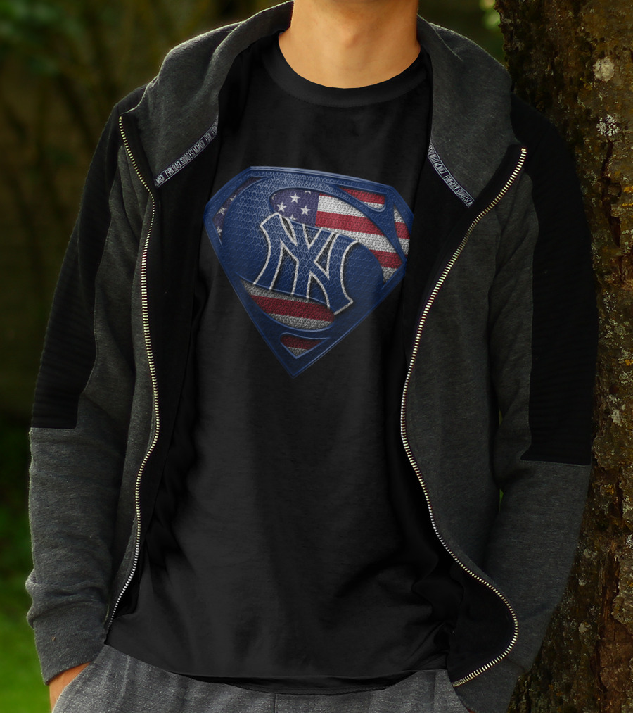 New York Yankees American Flag Superman T-Shirt