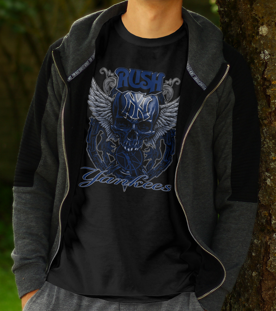 Rush Yankees Skull Wings New York T-Shirt