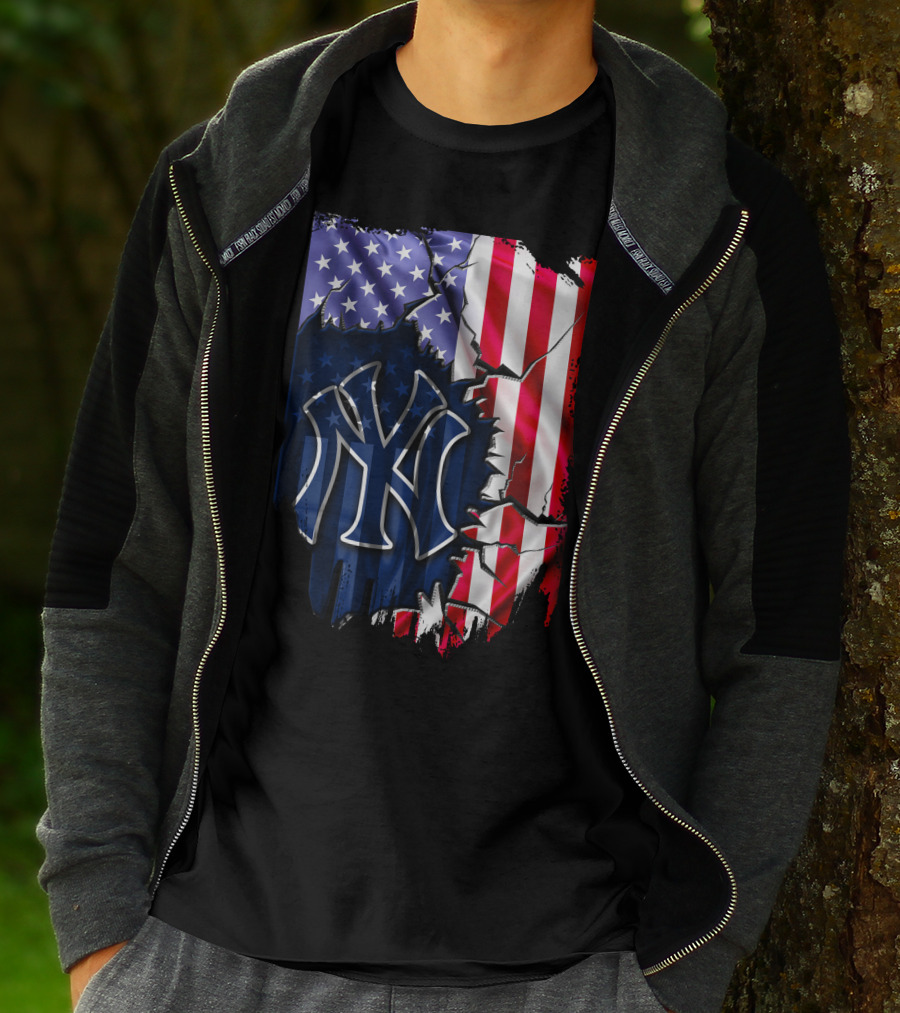 Flag New York Yankees American Pride Rip T-Shirt