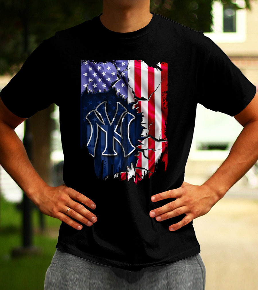 Flag New York Yankees American Pride Rip T-Shirt