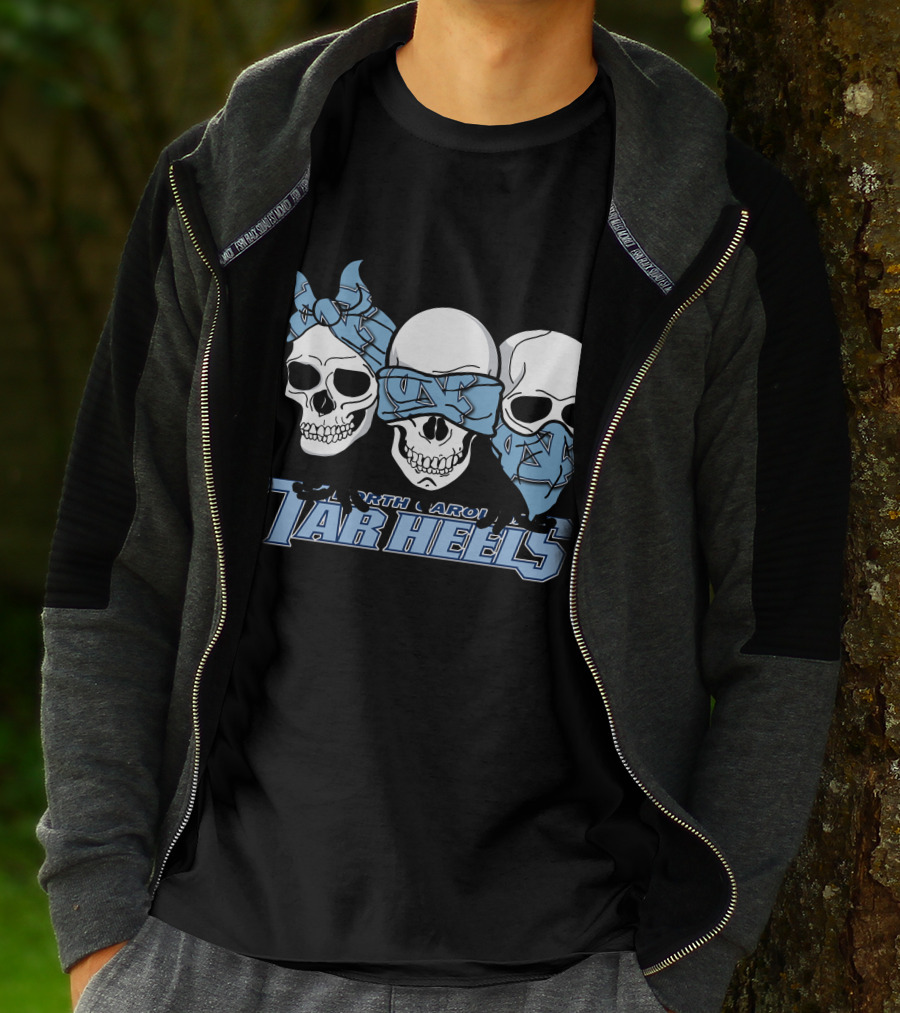 3 Skull North Carolina Tar Heels Bandana T-Shirt
