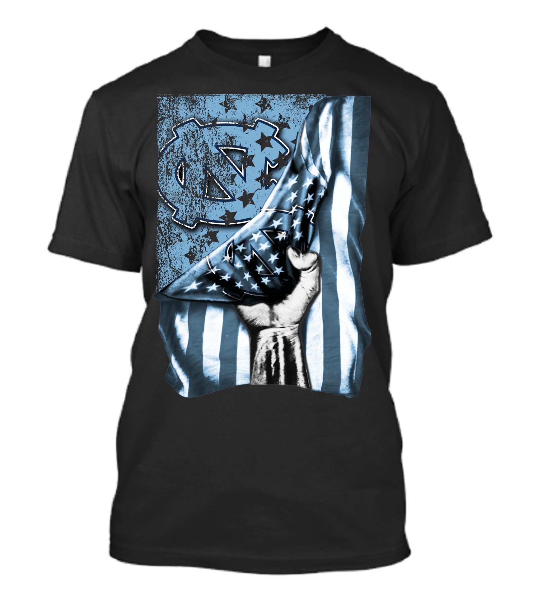 North Carolina UNC Tar Heels American Flag Fist Gesture T-Shirt