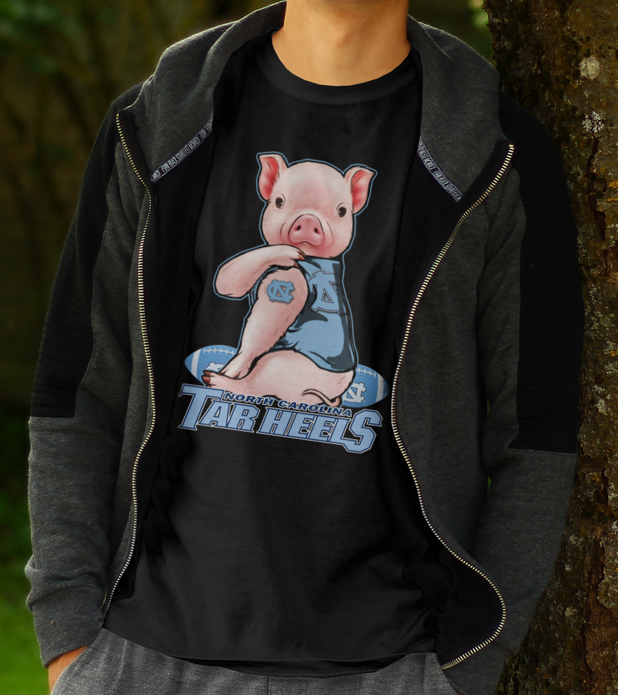 North Carolina Tar Heels Pig With Football And Team T-Shirt