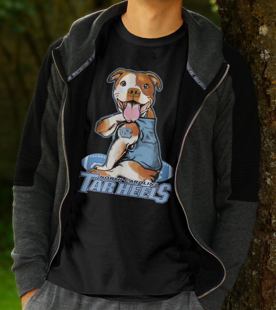 North Carolina Tar Heels Pittbull With Football T-Shirt
