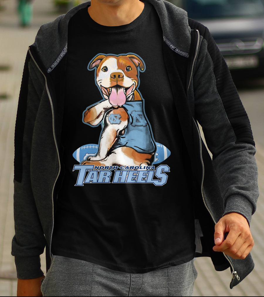 North Carolina Tar Heels Pittbull With Football T-Shirt