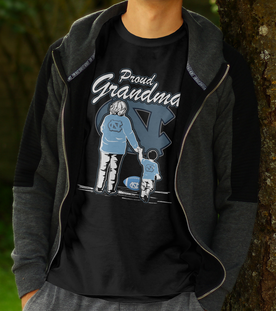 Proud Grandma North Carolina Tar Heels Football Family Connection T-Shirt