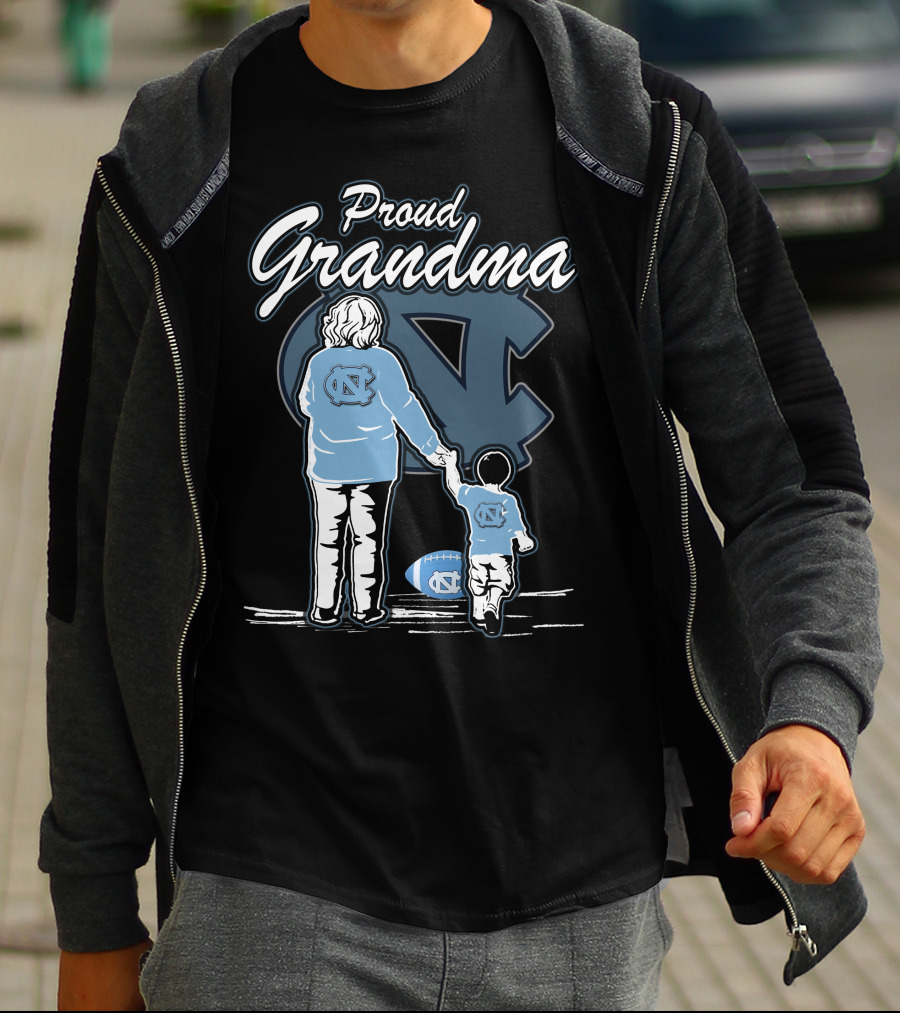 Proud Grandma North Carolina Tar Heels Football Family Connection T-Shirt