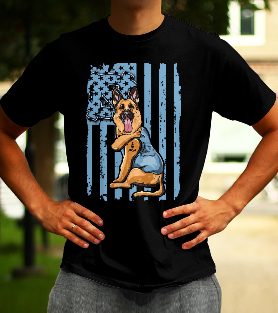 German Shepherd I Love Mom North Carolina Tar Heels T-Shirt