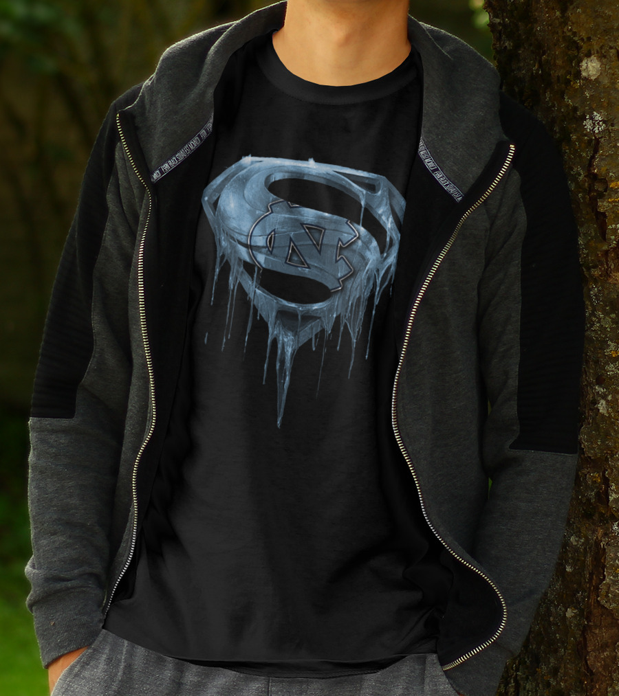 North Carolina Tar Heels Ice Blue Superman Logo Spm T-Shirt