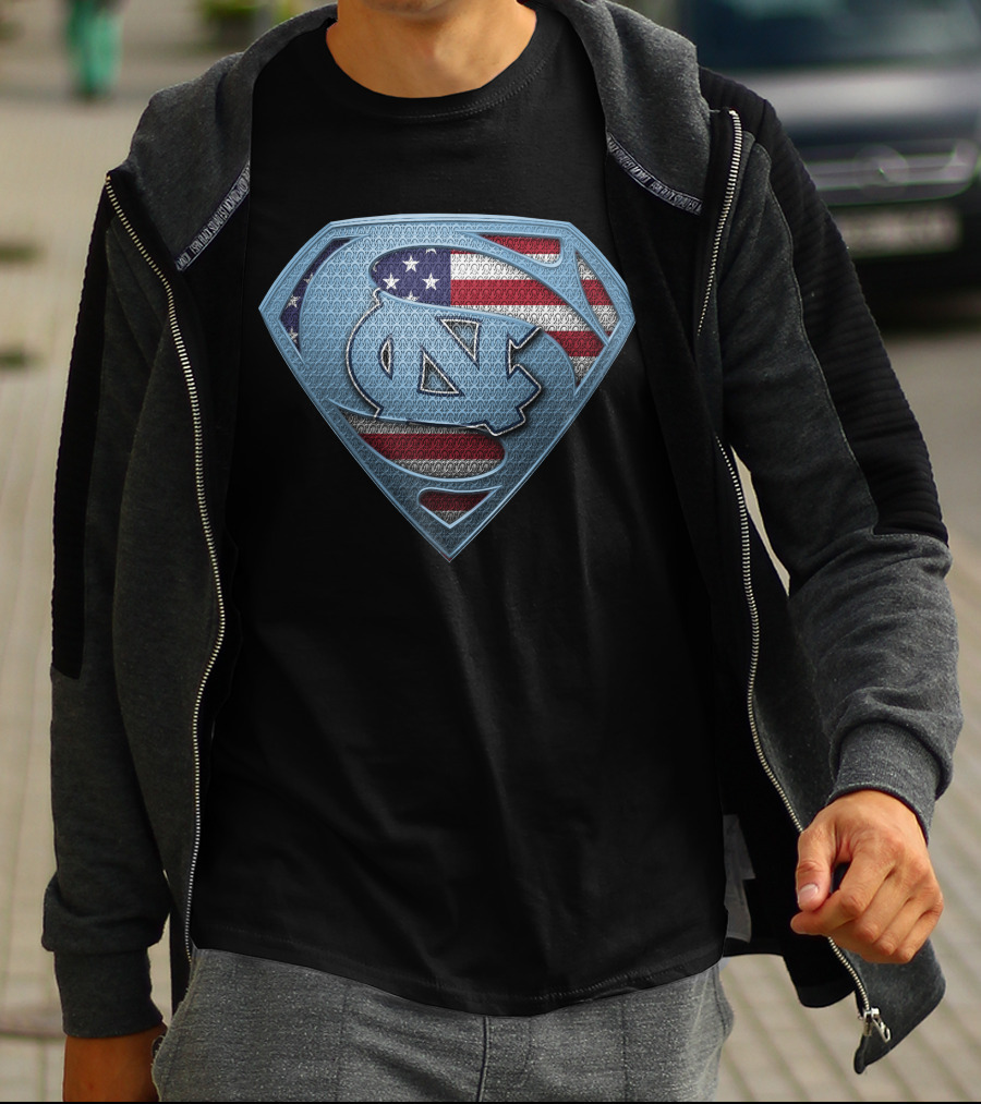 North Carolina Tar Heels American Flag Superhero T-Shirt