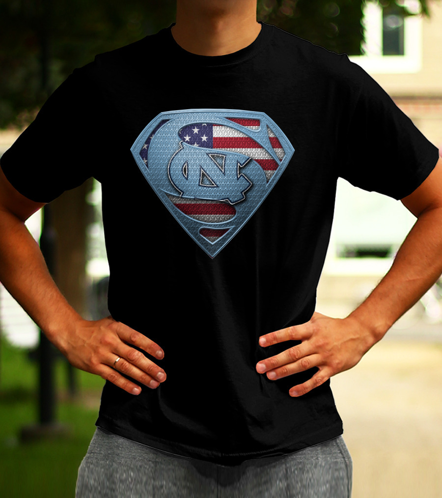 North Carolina Tar Heels American Flag Superhero T-Shirt