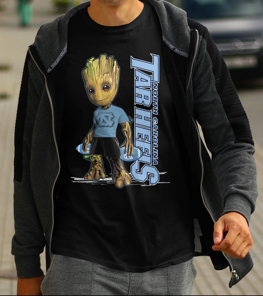 Groot North Carolina Tar Heels Basketball Fan With UNC T-Shirt