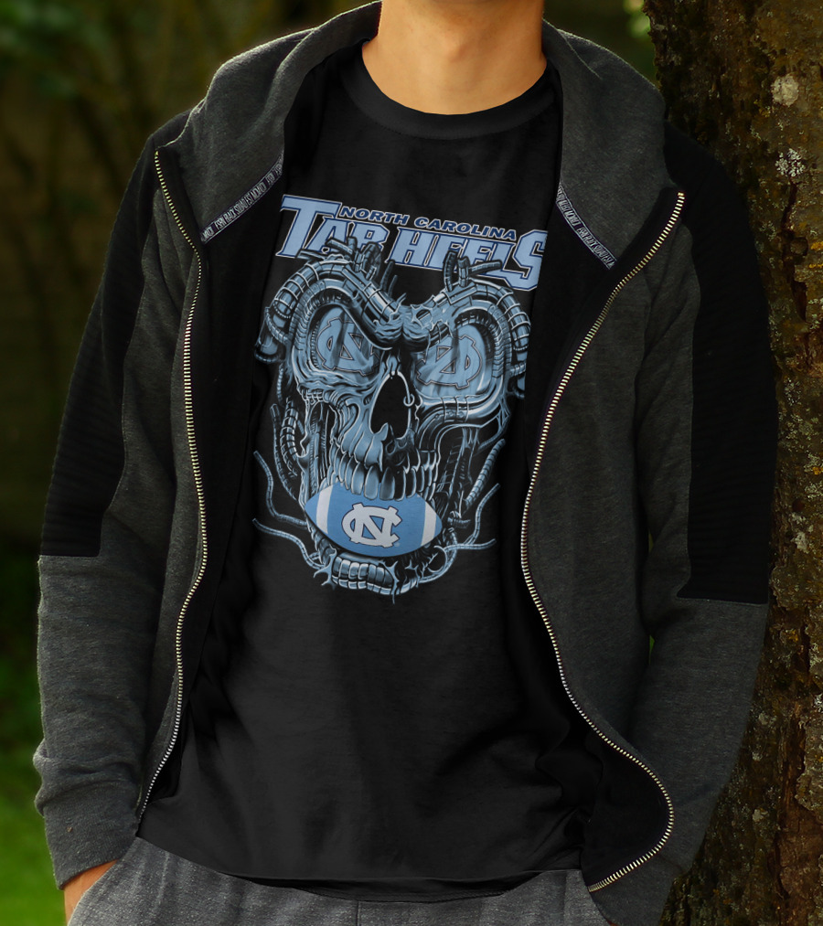 Dragonskull North Carolina Tar Heels Skull Football T-Shirt
