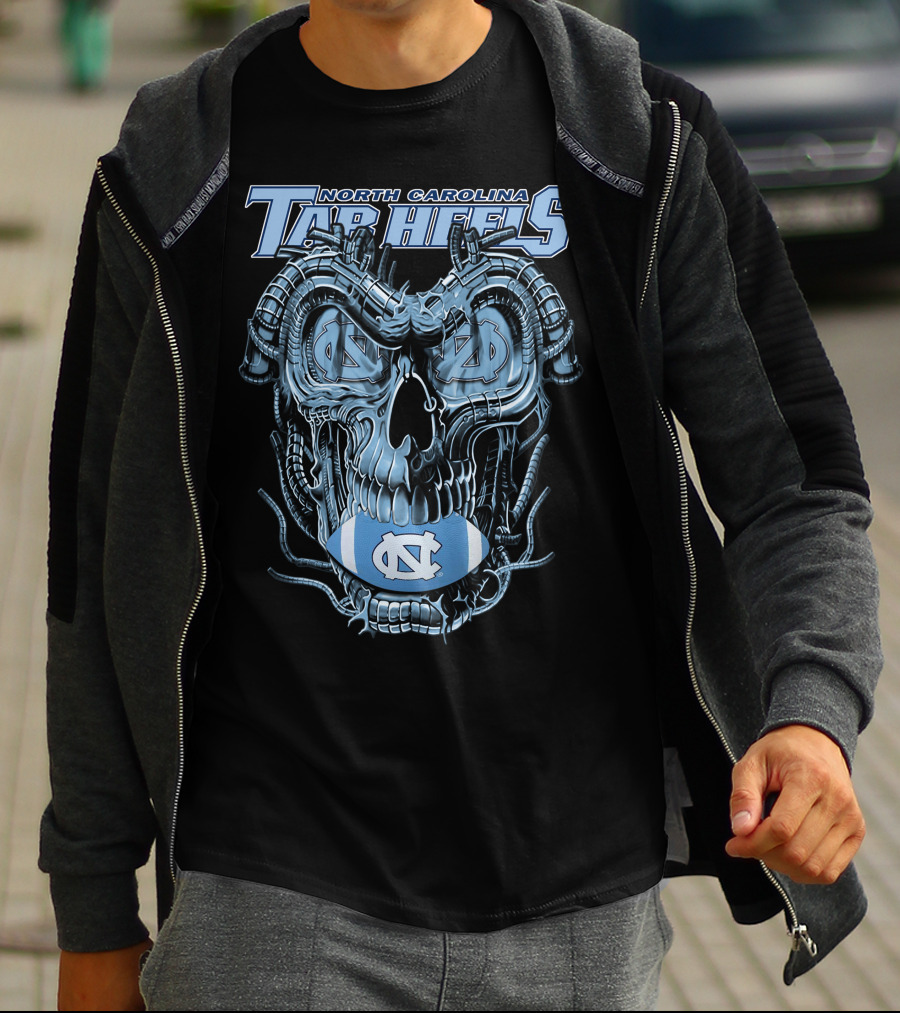 Dragonskull North Carolina Tar Heels Skull Football T-Shirt
