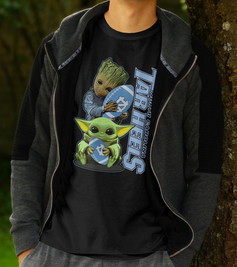 Grzd Baby Alien Groot Holding North Carolina Tar Heels Football T-Shirt