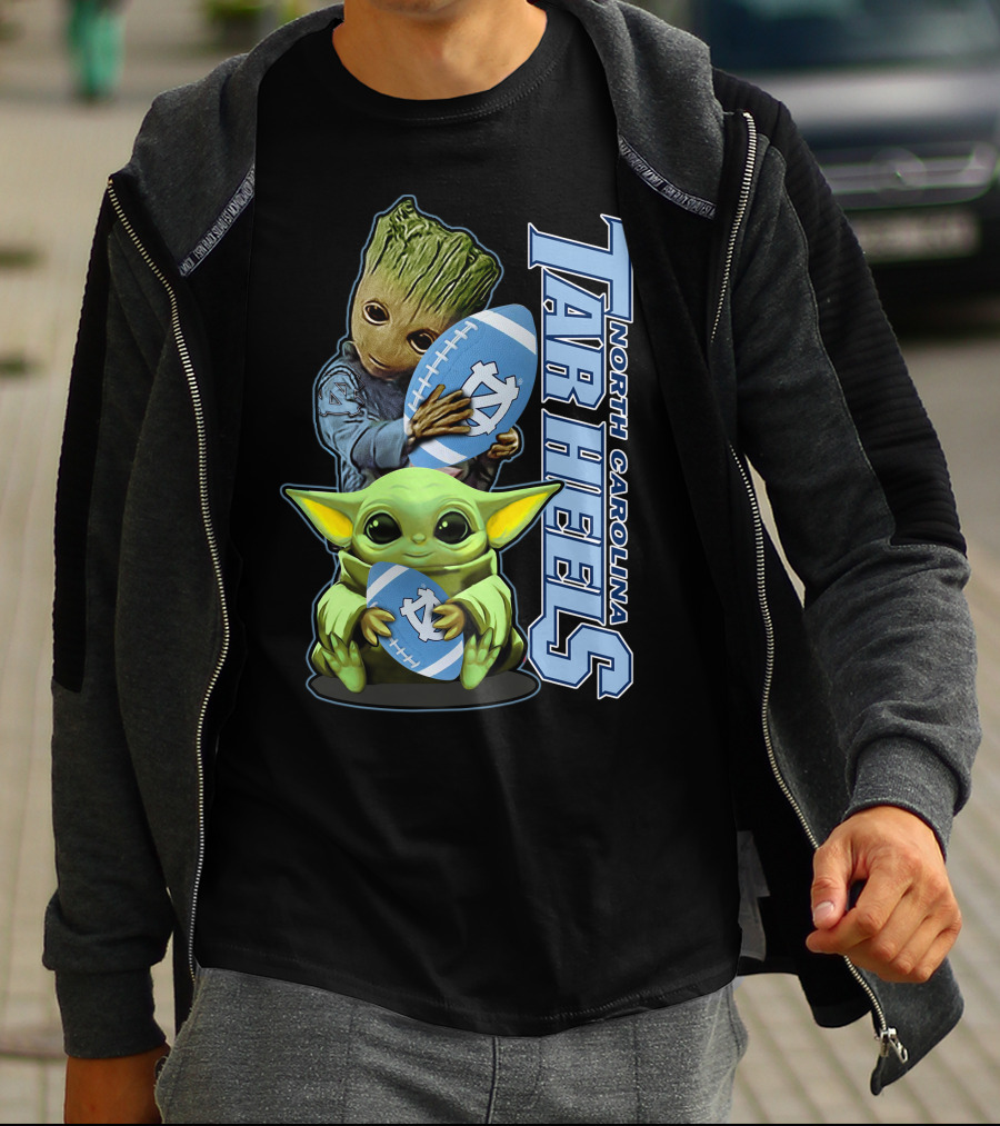 Grzd Baby Alien Groot Holding North Carolina Tar Heels Football T-Shirt