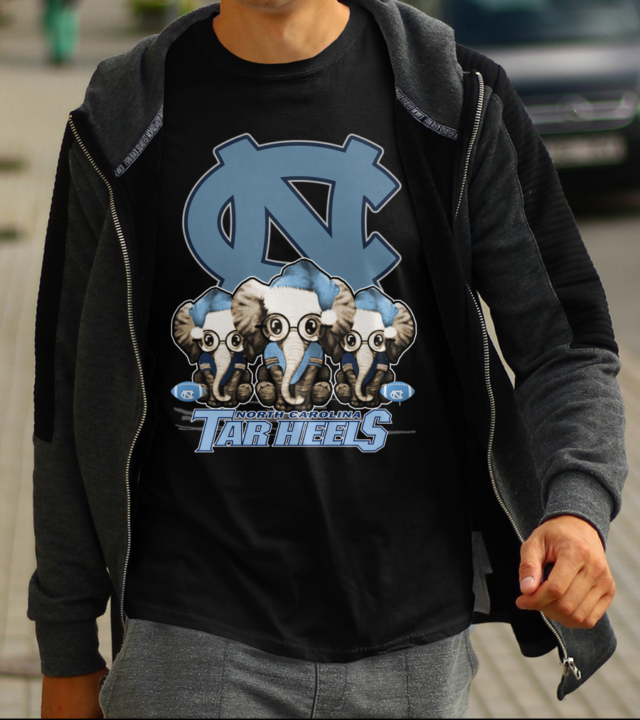 Elephan Xmas North Carolina Tar Heels Holiday Cheer T-Shirt