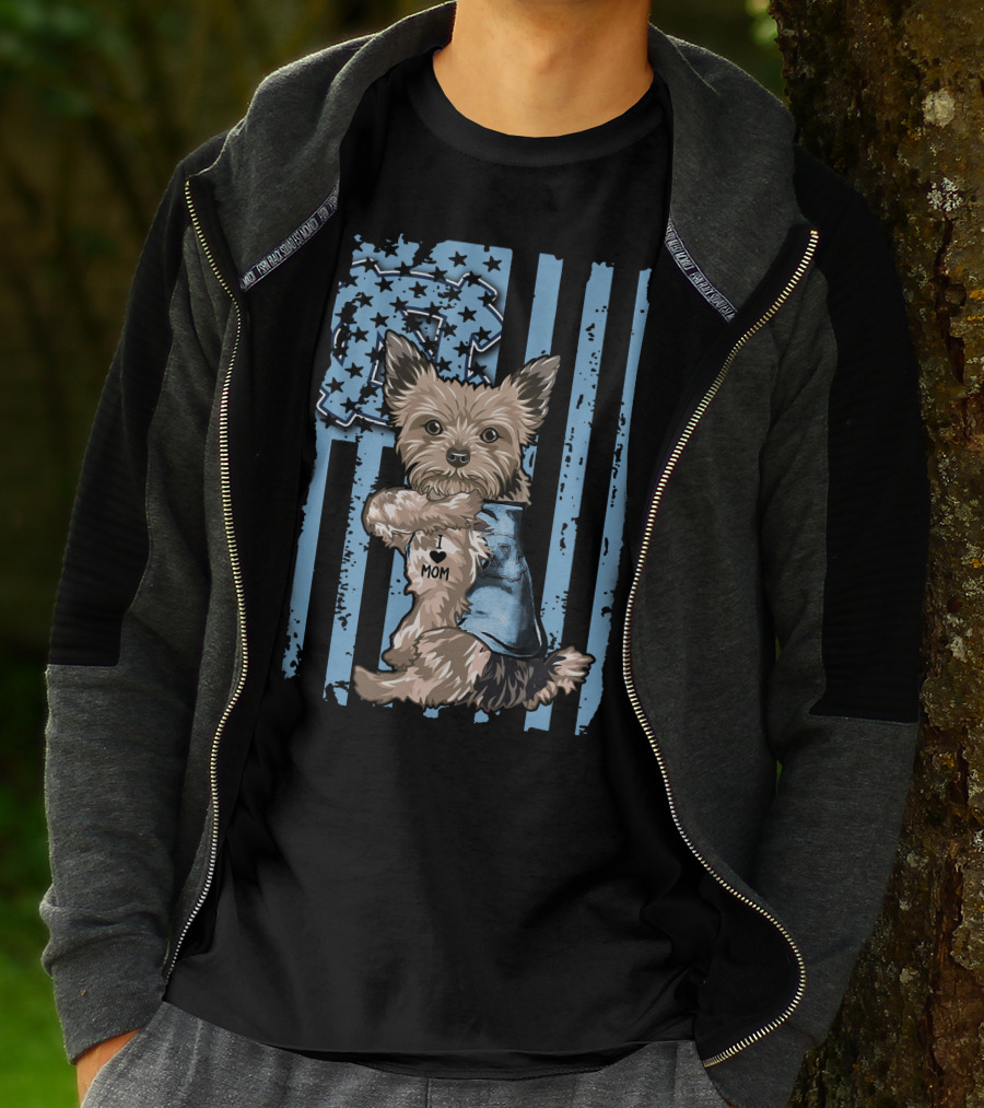 Yorkshire Terrier I Heart Mom North Carolina Tar Heels T-Shirt