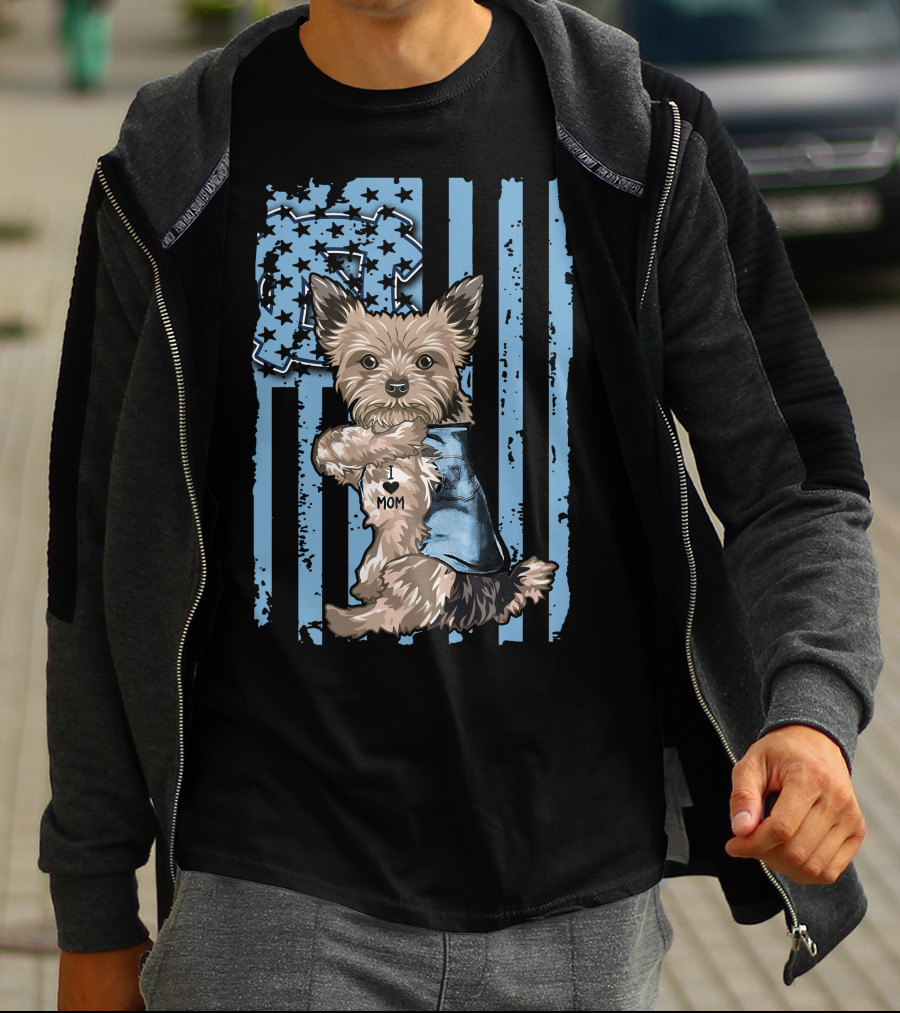 Yorkshire Terrier I Heart Mom North Carolina Tar Heels T-Shirt