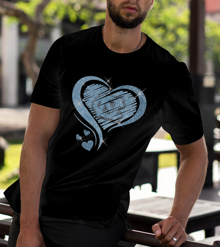 Heart Diamond UNC Tar Heels Logo Sparkle T-Shirt
