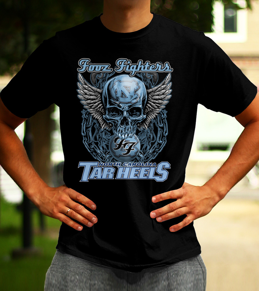 Foo Fighters North Carolina Tar Heels Skull Wings T-Shirt