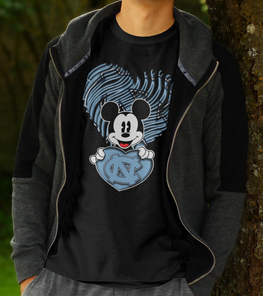 Mick Mouse North Carolina Tar Heels Heart T-Shirt
