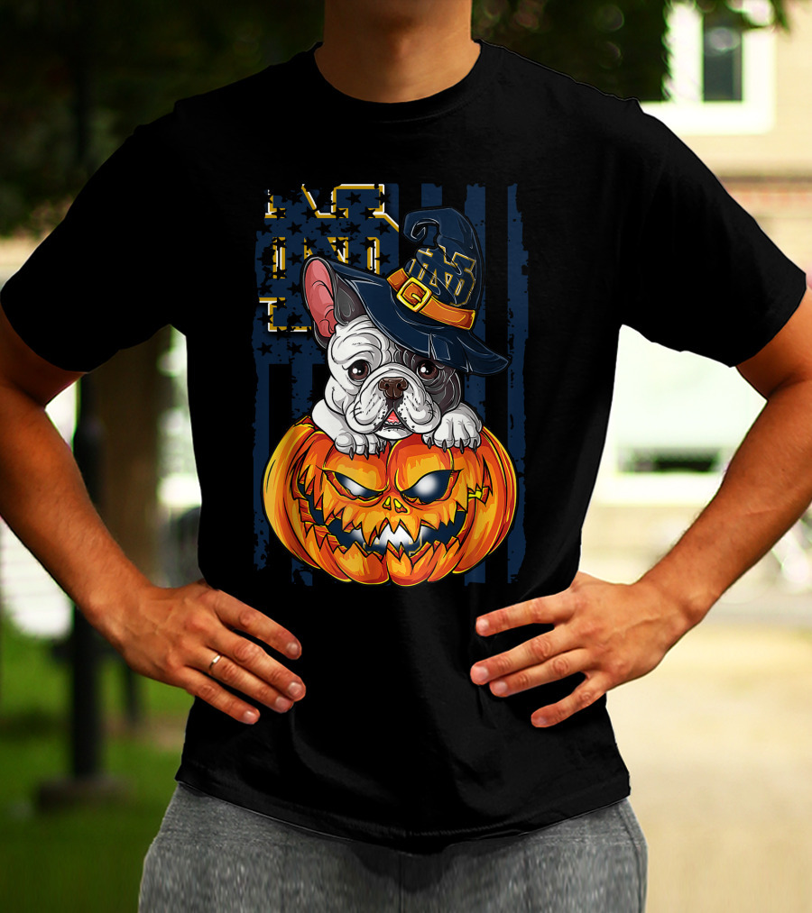 Notre Dame Bulldog Halloween Pumpkin T-Shirt