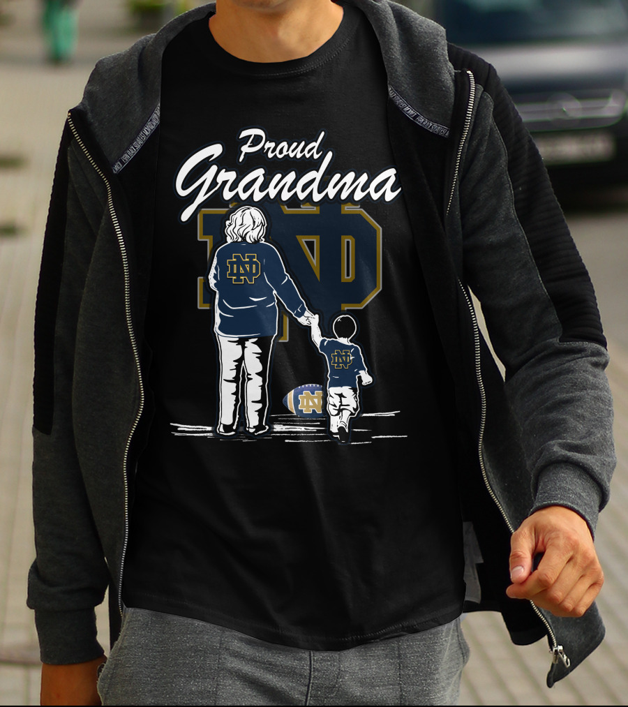 Proud Grandma Notre Dame Fighting Irish Family Football Heritage T-Shirt