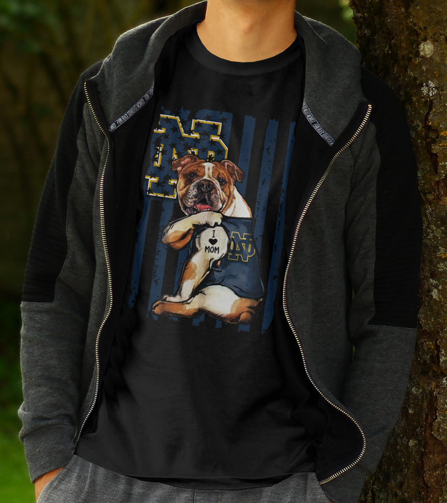 Bulldog I Love Mom Notre Dame ND Fighting Irish T-Shirt