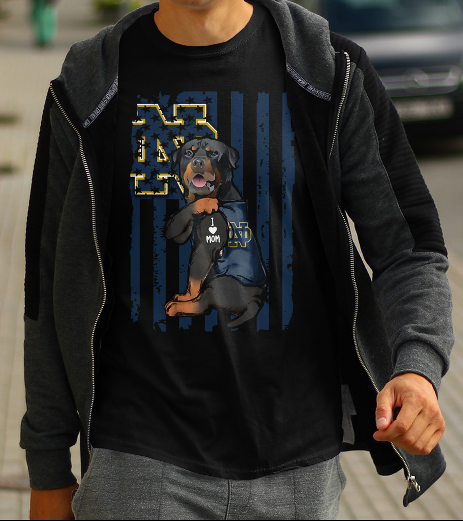 Rottweiler I Love Mom Notre Dame Fighting Irish ND T-Shirt