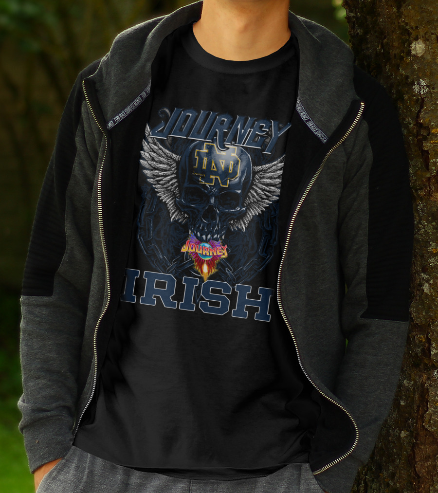 Journey Notre Dame ND Fighting Irish Skull Wings Chain T-Shirt
