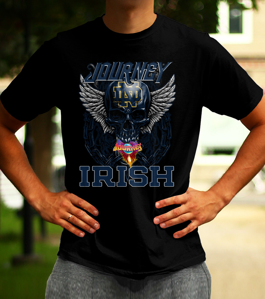 Journey Notre Dame ND Fighting Irish Skull Wings Chain T-Shirt