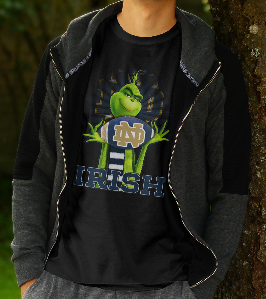 Grinch Holding Notre Dame Football Irish T-Shirt