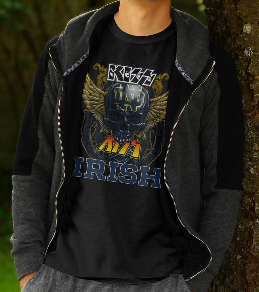 Kiss Notre Dame ND Winged Skull Irish T-Shirt