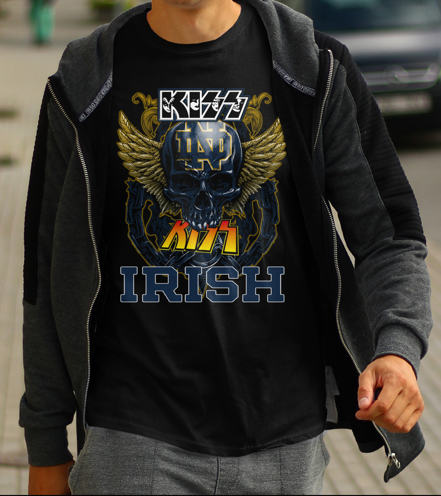 Kiss Notre Dame ND Winged Skull Irish T-Shirt