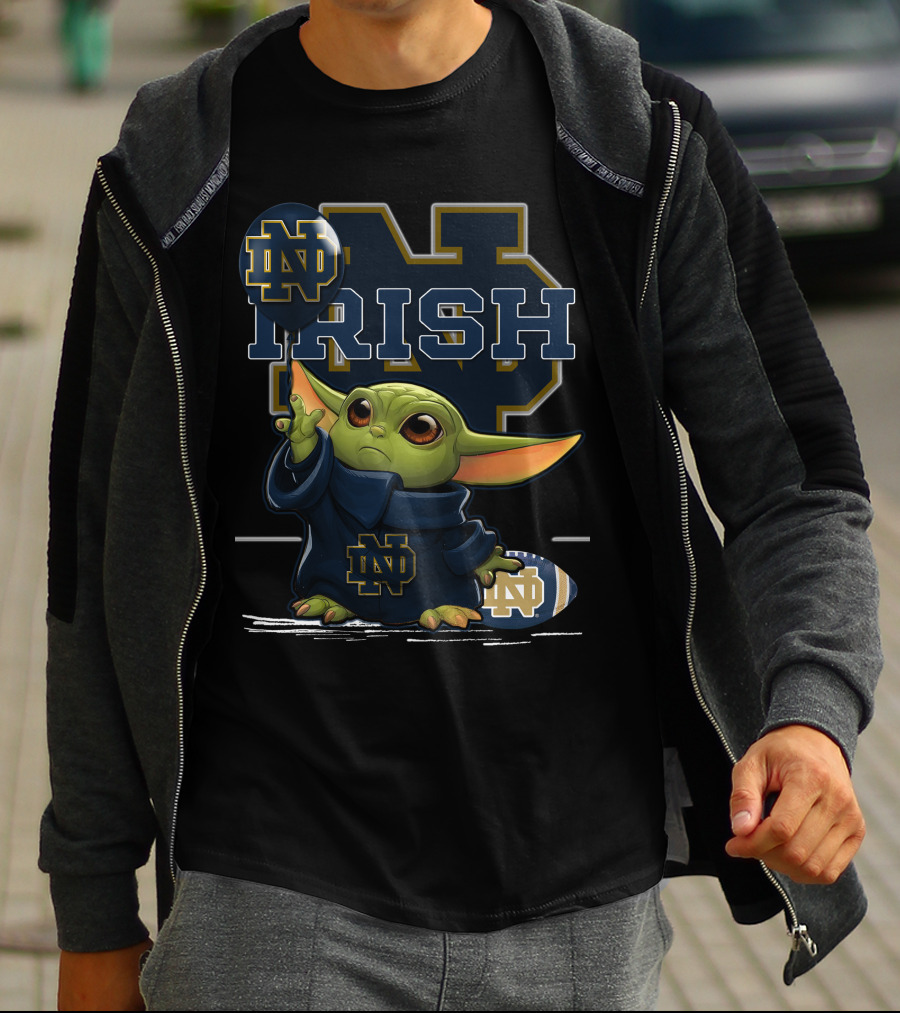 Yoda Notre Dame Irish ND Football Balloon T-Shirt