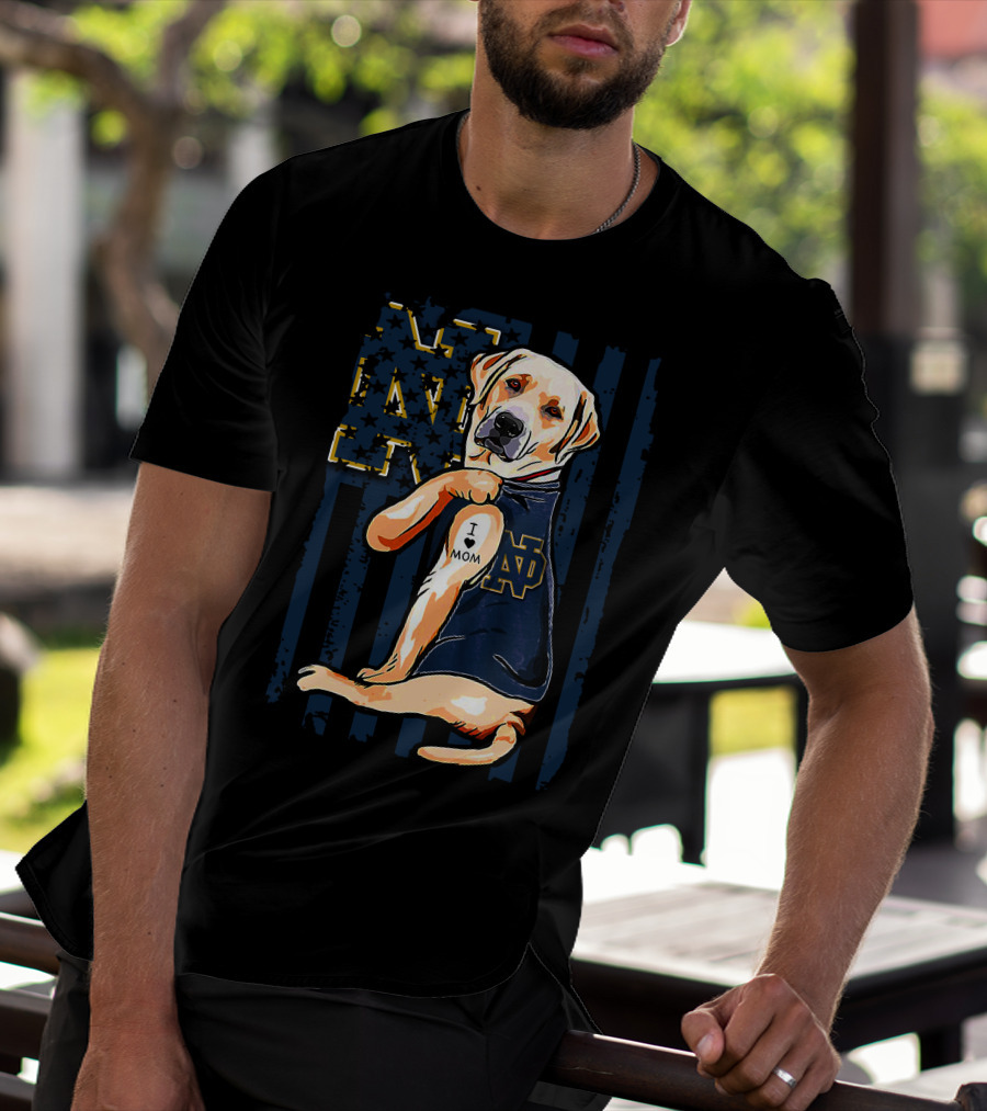 Notre Dame Fighting Irish Labrador Retriever I Love Mom T-Shirt