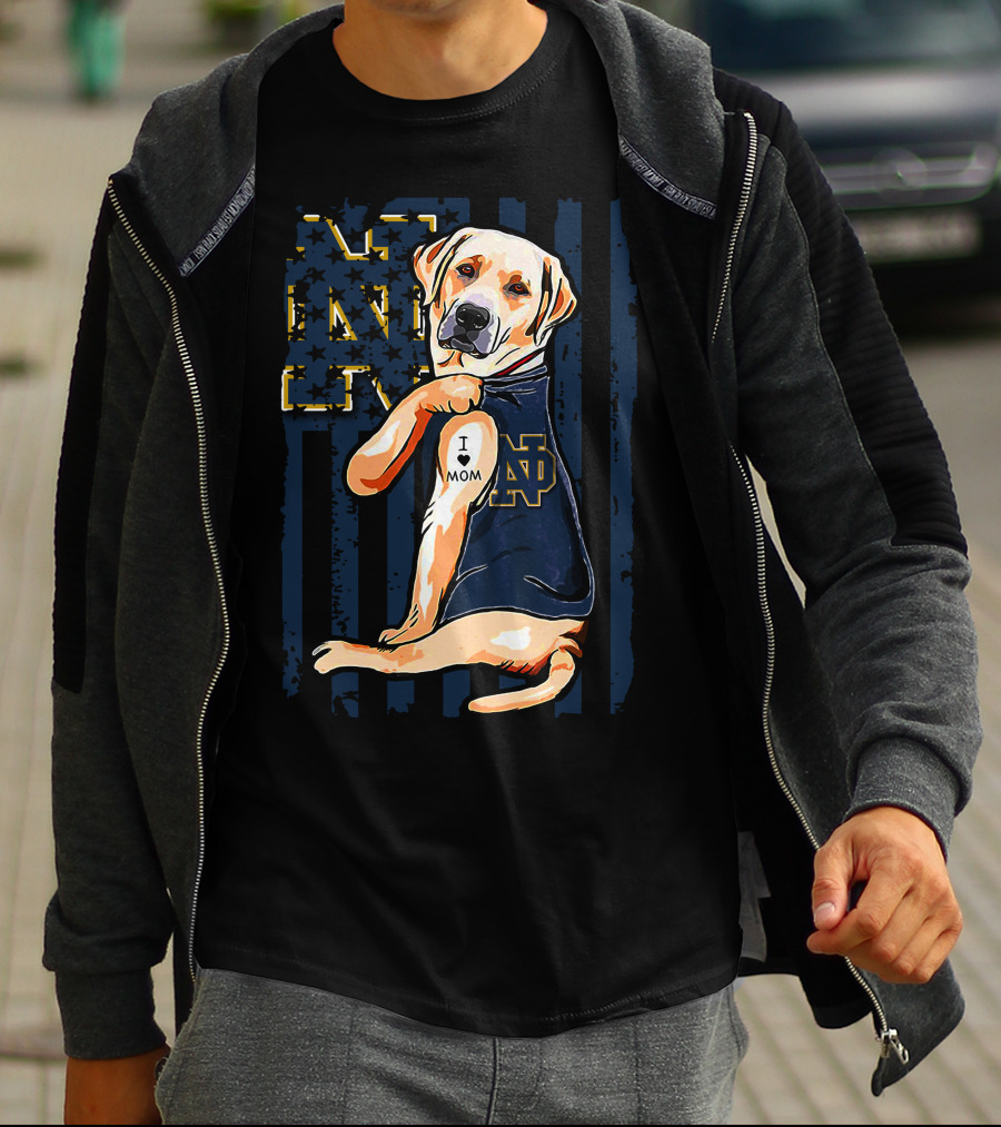 Notre Dame Fighting Irish Labrador Retriever I Love Mom T-Shirt