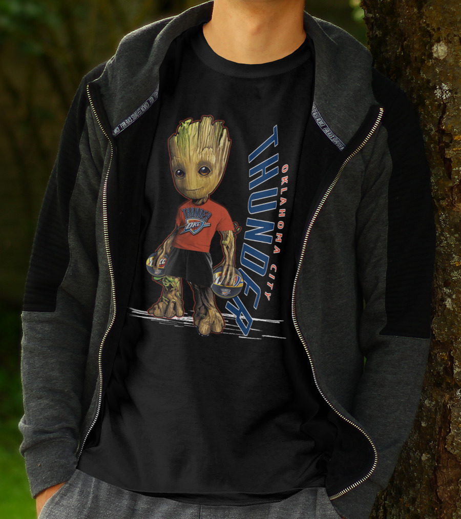 Groot Holding Oklahoma City Thunder Basketballs T-Shirt