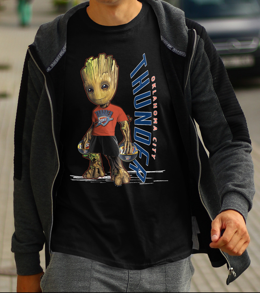 Groot Holding Oklahoma City Thunder Basketballs T-Shirt