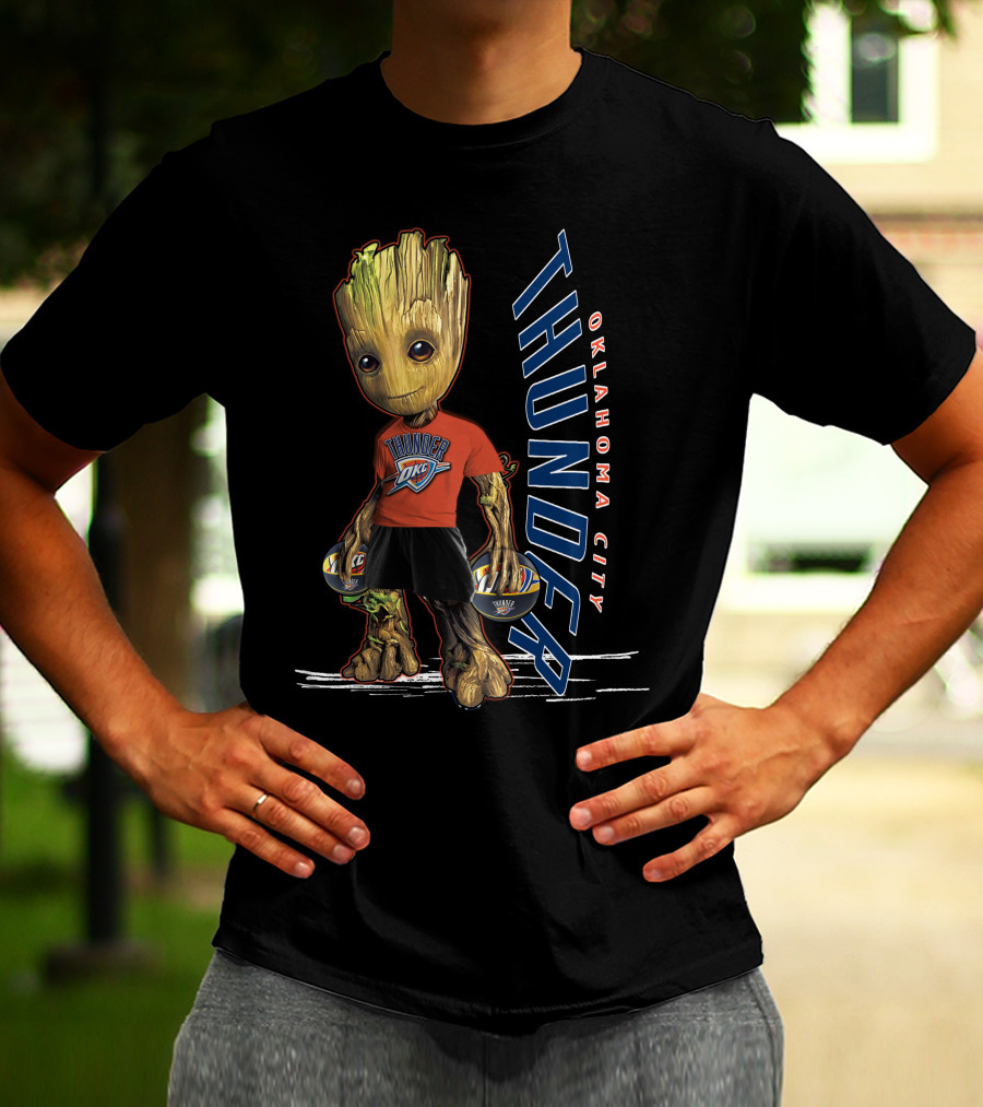 Groot Holding Oklahoma City Thunder Basketballs T-Shirt