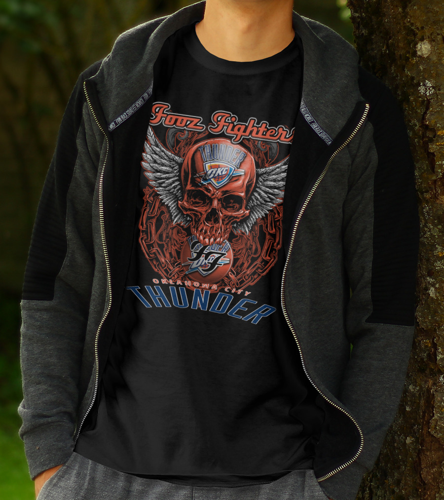 Foo Fighters Oklahoma City Thunder OKC Skull Wings T-Shirt
