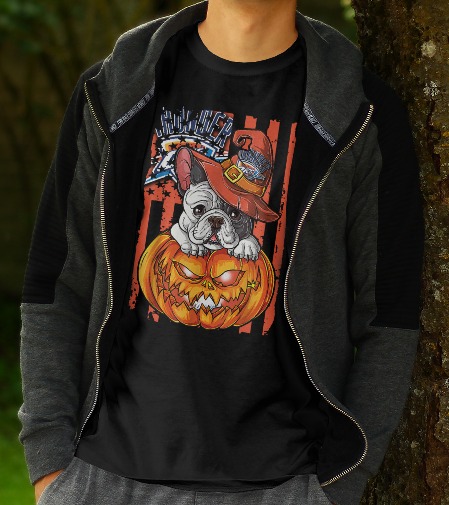Hlw Bulldog Oklahoma City Thunder Halloween Pumpkin T-Shirt