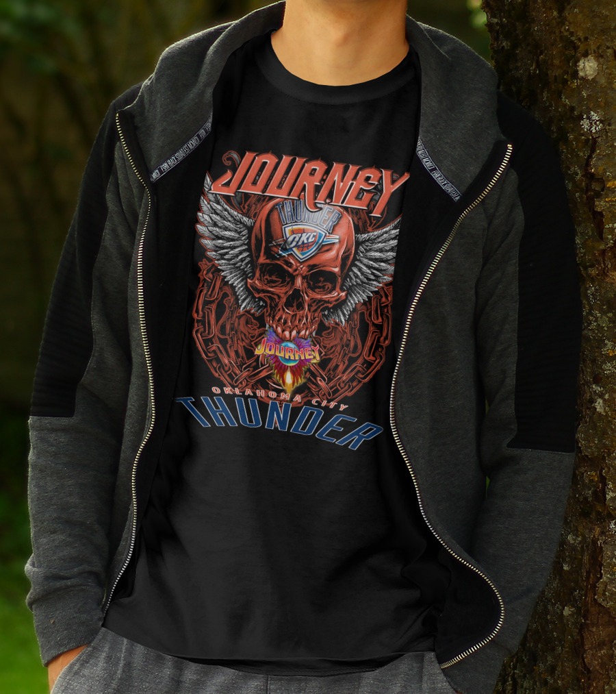 Journey Oklahoma City Thunder Skull Wings T-Shirt
